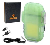 Zactly AL10 Transparent Electric Lighter Dual Arc Multifunction USB Type-C Rechargeable Waterproof Windproof Dustproof, Led Light, Whistle & Lanyard, Camping, Outdoor Survival Tool (Fluorescent Green)