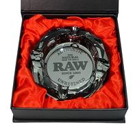 Zactly Exclusive RAW Glass Ashtray Octagon Shaped Decorative Portable Ashray, Modern Lovely Desktop Ashtray With Soft Bottom, Comes In A Presentable And Elegant Gift Box Set (Ash Grey)