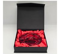 Zactly Exclusive RAW Glass Ashtray Octagon Shaped, Decorative Portable Ashray, Modern Lovely Desktop Ashtray With Soft Bottom, Comes In A Presentable And Elegant Gift Box Set (Red Ruby)
