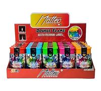 Zactly Matteo SHINY REFLECTION Soft + Jet Flame Lighters Colourful Set Dual Flame Windproof Gas Lighter Refillable (5 x Dual Flame Lighters)