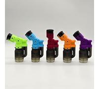 Zactly - Prof Colourful Rotary Adjustable Angle Butane Torch Lighters - Windproof, Dustproof Jet Flame, Refillable, Assorted Colors - Multipurpose Kitchen, BBQ, (5 x Colourful Rotary Lighters)