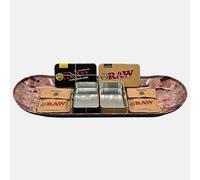 Zactly - RAW 5-in-1 Premium Smoking Accessories Kit - RAW Rolling Tray, 2 Pocket Ashtrays, RAW Black Storage Tin & RAW Brown Storage Tin, RAW Gift Set for Smokers & Rolling Enthusiasts (Brick Pattern)