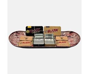 Zactly - RAW 5-in-1 Premium Smoking Accessories Kit - RAW Rolling Tray, 2 Pocket Ashtrays, RAW Black Storage Tin & RAW Brown Storage Tin, RAW Gift Set for Smokers & Rolling Enthusiasts (Brick Pattern)