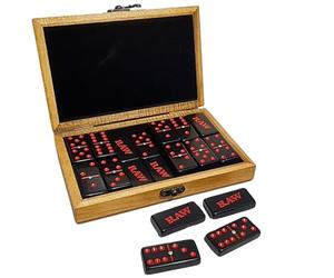 ZACTLY - RAW Rolling Papers Double Six Dominoes Set of 28 in Bamboo Storage Case