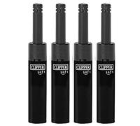 Zactly - Set of 4 Clipper Lighters, Various Assorted Designs, Regular Size Slogan Herb Leaf Weed Leaves Gas Refillable Flint Lighter (Long Nose Black Soft)