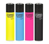 Zactly - Set of 4 Clipper Lighters, Various Assorted Designs, Regular Size Slogan Herb Leaf Weed Leaves Gas Refillable Flint Lighter (Soft Touch # 2)