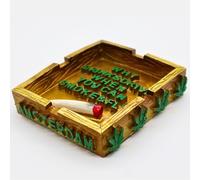 Zactly - Smoking Square Shape Unique Resin Ashtrays for Smokers, Cigarette Ashtray, Desktop Ashtray, Indoor & Outdoor Use (Smoke & Fly Gold Amsterdam)