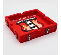 Zactly - Smoking Square Shape Unique Resin Ashtrays for Smokers, Cigarette Ashtray, Desktop Ashtray, Indoor & Outdoor Use (City Of Joy Fun Amsterdam)