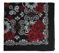 Zad Unisex Red Rose Paisley Print Bandana Headband Scarf Face Covering, Red Rose Paisley Print, One Size (21" Square)