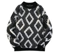 Zadaos Men's 2024 Print Pullover Autumn Winter High Street Jumper Home Comfort Oversized Graphic Jumpers Black M