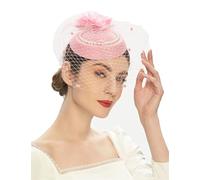 Zadaos Pillbox Hats 20s 50s Vintage Fascinators For Women With Feather Mesh Veil Headband Bridal Wedding Tea Party Pnnrk