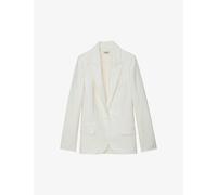 Zadig&voltaire Womens Blanc Vow Logo-embroidered Single-breasted Linen Blazer 14