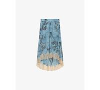 Zadig&voltaire Womens Glacier Joslin Floral-print Silk Midi Skirt 8