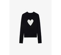 Zadig&voltaire Womens Noir Lili Heart-intarsia Cashmere Jumper M