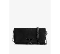 Zadig&voltaire Womens Noir Rock Python-embossed Wing-embellished Leather Clutch 13x27x2cm