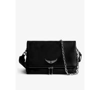 Zadig&voltaire Womens Noir Silver Rocky Swing Your Wings Leather Clutch Bag 16x27x12cm