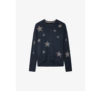 Zadig&voltaire Womens Vert De Gris Markus Star-motif Relaxed-fit Cashmere Jumper Xs