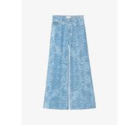 Zadig&Voltaire Womens Zadig&Voltaire Eli Branded-Print Wide-Leg Denim Jeans Light Blue 26