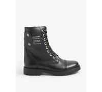 Zadig&Voltaire Womens Zadig&Voltaire Joe Logo-Lace Leather Ankle Boots Noir Eur 37 / 4 UK Women