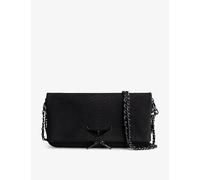 Zadig&Voltaire Womens Zadig&Voltaire Rock Python-Embossed Wing-Embellished Leather Clutch Noir 1 Size