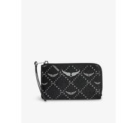 Zadig&Voltaire Womens Zadig&Voltaire Zv Brand-Plaque Coated-Canvas Card Holder Black 1 Size