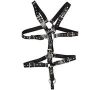 Mens Leather Adjustable Harness With Cock Ring