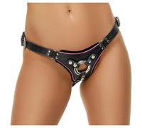 ZADO - leather bottom harness for strap-on dildo, BDSM (black, S-L)