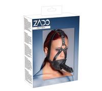ZADO Leather Head Harness with Dildo
