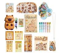 Zadoreck Capybara Stationery School Supplies with Canvas Tote Bag, File Pouches - Notebook, Glue, Pencil Case - Creative Set for Students, Teachers, Back to School or Birthday Gift Idea, Stationery02