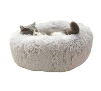 ZAEGO Calming Pet Bed Round Donut Pet Bed Dog Beds,Self Warming Indoor Round Pillow Cuddler Removable and Washable Cat Bed and Dog Bed (Color : Light Gray, Size : Diameter 60cm)