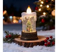 Zaewry Christmas Snow Globe Lantern, LED Light Up Candle Lamp with Floating Snow, Christmas Tree Santa Claus Snow Globe for Xmas Table Mantel, Christmas Decorations Indoor for Gifts