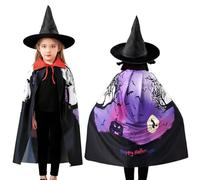 Zaewry Halloween Costume Kids, Wizard Costume with Hat and Cape, Witch Costumes Cape for Halloween Fancy Dress Kids Cosplay Medieval Party Events
