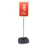 Zafety Supplies Fire Marshal and Fire Warden Desk Signs, A5 Freestanding Flag, 80cm Adjustable Height, Red and White (Red Fire Warden)