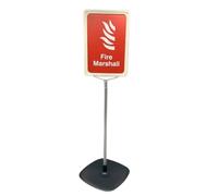 Zafety Supplies Fire Marshal and Fire Warden Desk Signs, A5 Freestanding Flag, 80cm Adjustable Height, Red and White (Red Fire Marshal)