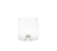 Zafferano Bilia Glass Tumbler - Handmade Transparent Glass, Decorated with a Colourful Glass Ball Inside, cl 44 h 90mm d 88mm - Set 6 Pieces - White