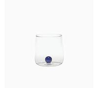 Zafferano Bilia Glass Tumbler - Handmade Transparent Glass, Decorated with a Colourful Glass Ball Inside, cl 44 h 90 mm d 88 mm - Set 6 Pieces - Blue