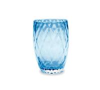 Zafferano Losanghe Tumbler, Water Glass Drinking Glass, Grey, Handmade with Diamond Pattern, Mouth-Blown (Aquamarine)