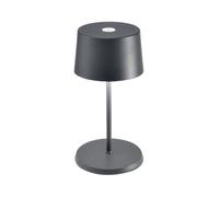Zafferano, Olivia Mini Lamp, Portable and Rechargeable Table Lamp with Touch Controls, Suitable for Interior and Outdoor, Dimmer, 2200-3000 K, Height 22 cm, Dark Gray Colour