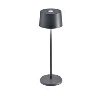 Zafferano, Olivia Pro Lamp, Cordless Rechargeable Table Lamp with Touch Control, for Indoor and Outdoor Use, Dimmer, 2200-3000 K, Height 20 cm, Dark Gray Colour
