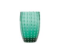 Zafferano Perle Glass Tumbler - Handmade Transparent Coloured Glass, cl 32 h 109mm d 71mm - Set 6 Pieces - Green