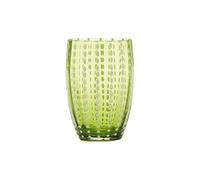 Zafferano Perle Glass Tumbler - Handmade Transparent Coloured Glass, cl 32 h 109mm d 71mm - Set 6 Pieces - Apple Green