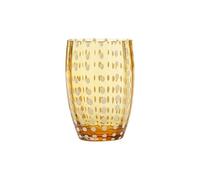 Zafferano Perle Tumbler-Handmade Transparent Coloured Glass, cl 32 h 109mm d 71mm-Set 6 Pieces-Amber, Medium