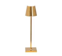 Zafferano, Poldina Micro Lamp with Glossy Gold Finish, Rechargeable Cordless Table Lamp with Touch Controls, Usable as an Indoor Lamp, Dimmer, 2200-3000 K, Height 27.5 cm