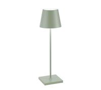 Zafferano, Poldina Pro Lamp, Rechargeable Cordless Table Lamp with Touch Controls, Suitable for Indoor and Outdoor, Dimmer, 2200-3000 K, Height 14.9 Inches, Sage Green Color