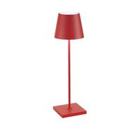 Zafferano, Poldina Pro Lamp, Rechargeable Cordless Table Lamp with Touch Controls, Suitable for Indoor and Outdoor, Dimmer, 2200-3000 K, Height 14.9 Inches, Red Color
