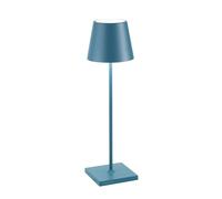 Zafferano, Poldina Pro Lamp, Rechargeable Cordless Table Lamp with Touch Controls, Suitable for Indoors and Outdoors, Dimmer, 2200-3000 K, Height 38 cm, Avio Blue Color