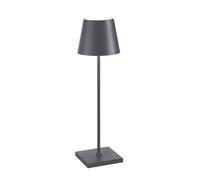 Zafferano, Poldina Pro Lamp, Rechargeable Cordless Table Lamp with Touch Controls, Suitable for Interior and Outdoor, Dimmer, 2200-3000 K, Height 38 cm, Dark Gray Colour