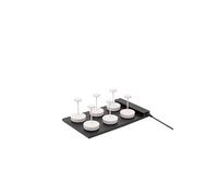 Zafferano, Set 6 Swap Mini Lamps + Multiple Charging Base + UK Adapter, Rechargeable Table Lamps, Cordless with Touch Control, Restaurants and Outdoors, Dimmer, 2200-3000 K, H. 14,8 cm, White Colour