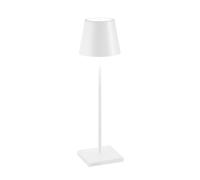 Zafferano - Poldina Pro Dimmable Wireless LED Table lamp in Aluminum, IP54 Protection, Indoor/Outdoor use, Contact Charging Base, H38cm, EU Plug - White