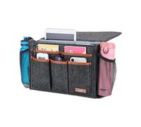 Zafit Bedside Caddy, Large Size Bedside Storage Organizer Bedside Organizer Caddy for Magazine Remotes Phone (13.4'' x 18.1'' Plus Size, Dark Grey)